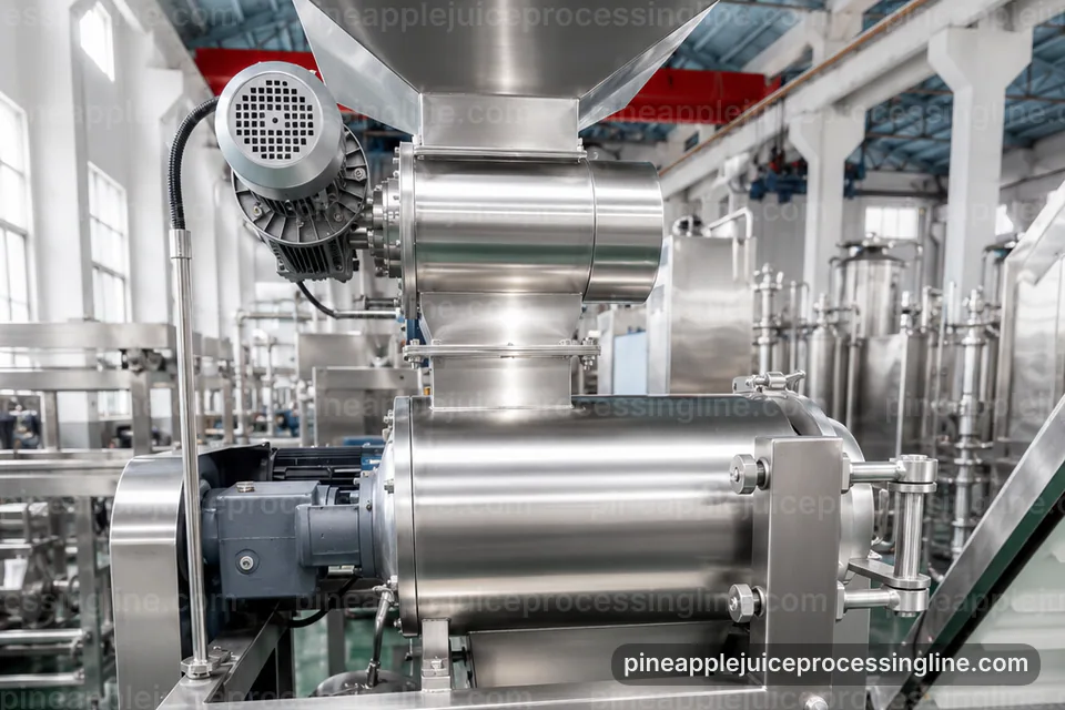 Industrial Pineapple Juice Processing Line: Buying Considerations Operating Stage industrial pineapple juice processing line, buying considerations: pineapple crusher press operating stage