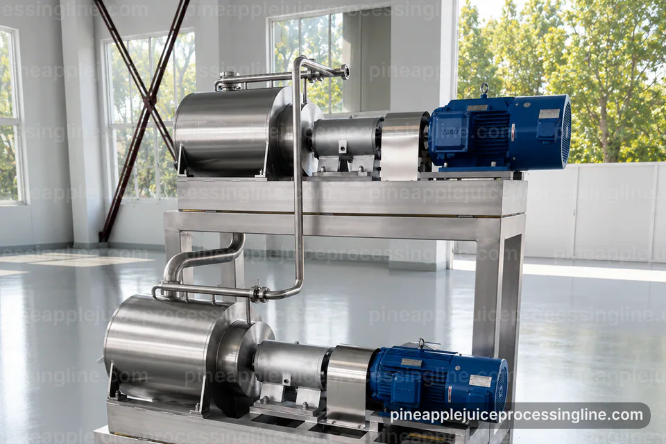 industrial pineapple juice processing line, process scope and configuration: pineapple crusher press operating stage