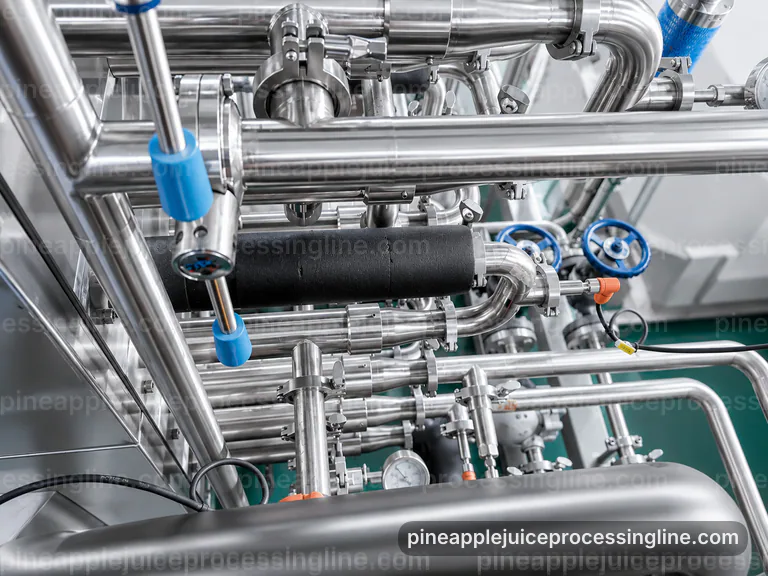 industrial pineapple juice processing line, applied process engineering: pressing with coarse fiber separation section connection view
