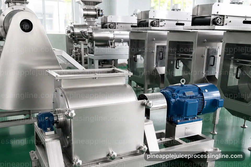 industrial pineapple juice processing line, applied process engineering: pineapple crusher press operating stage