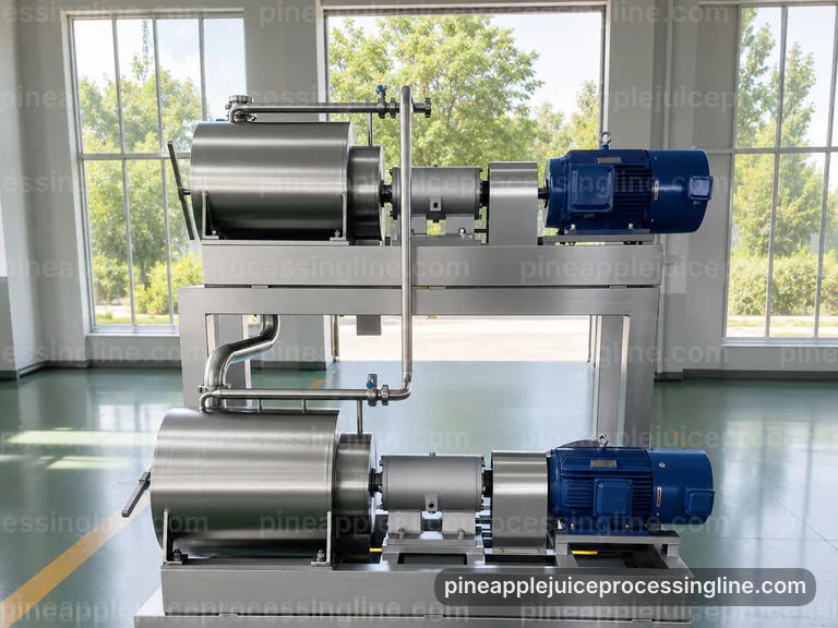 industrial pineapple juice processing line, process sequence: pineapple crusher press connection view