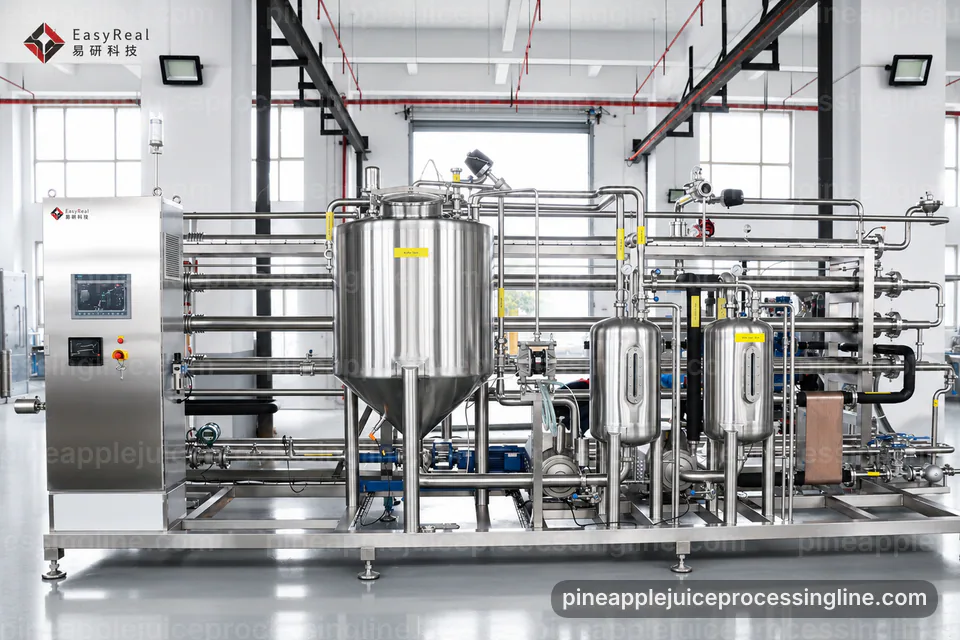 industrial pineapple juice processing line, configuration options: pressing with coarse fiber separation section operating stage