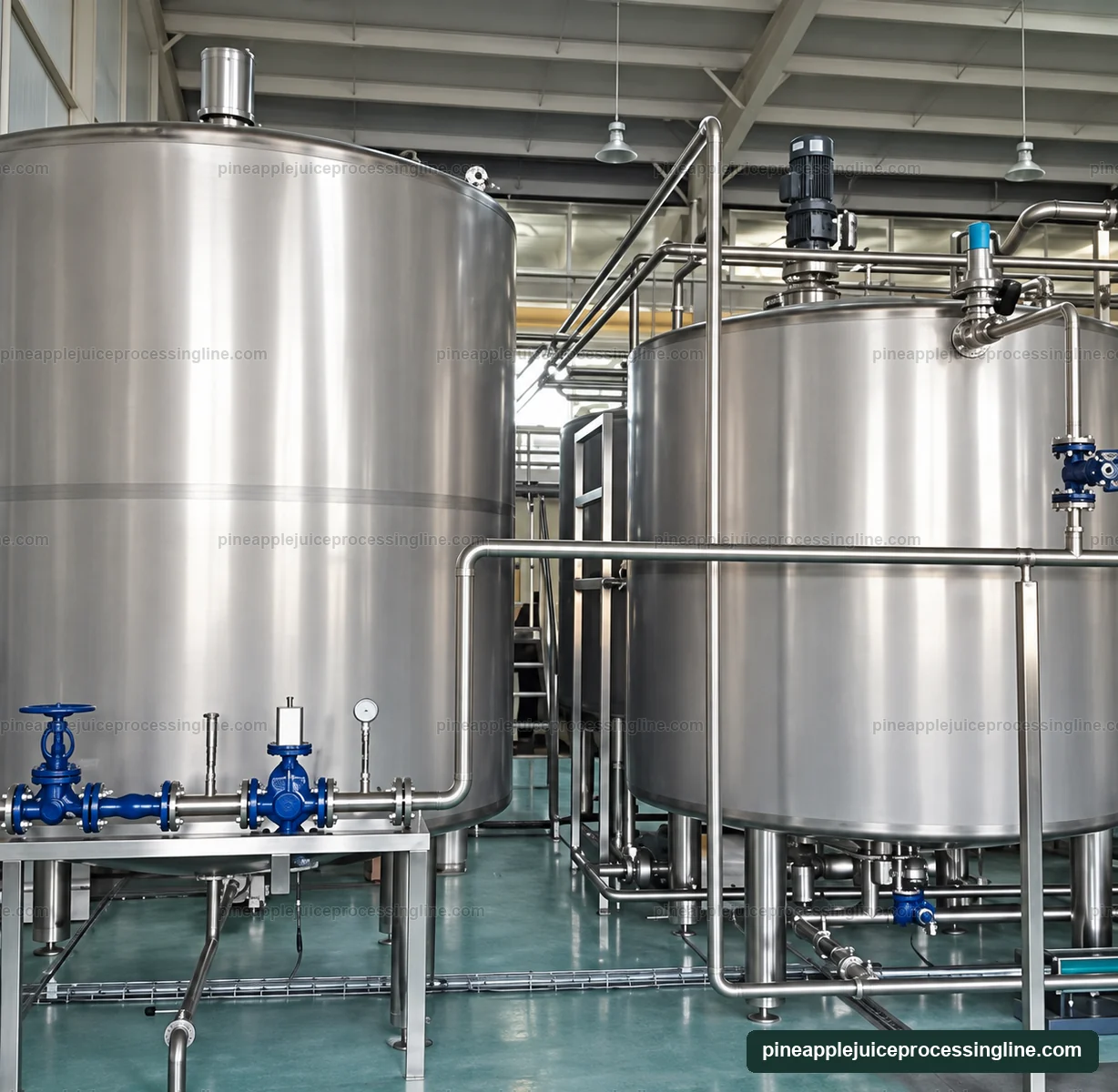 Connected stainless process vessels with lower valves and product pipework